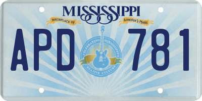 MS license plate APD781