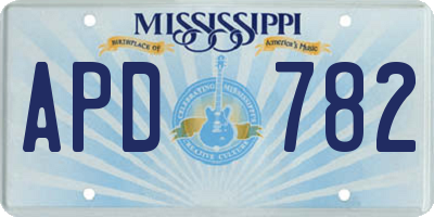 MS license plate APD782