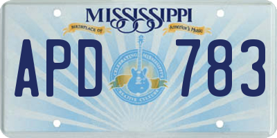 MS license plate APD783