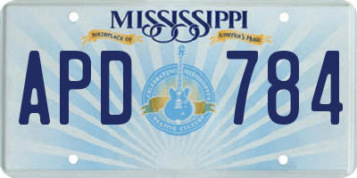 MS license plate APD784