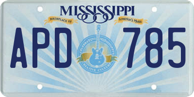 MS license plate APD785