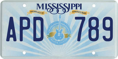 MS license plate APD789