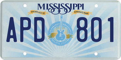 MS license plate APD801