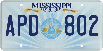 MS license plate APD802