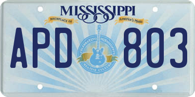 MS license plate APD803