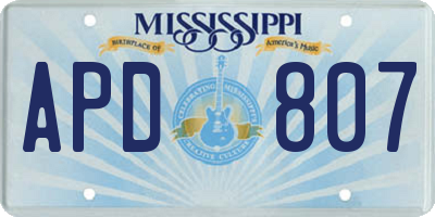MS license plate APD807
