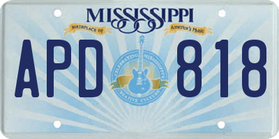 MS license plate APD818