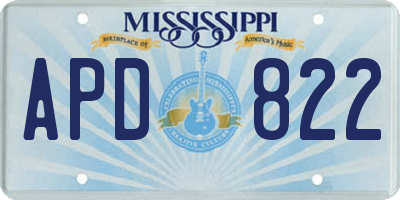 MS license plate APD822