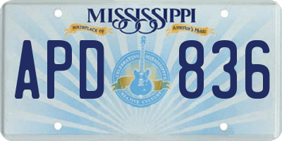 MS license plate APD836