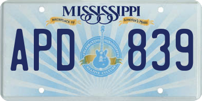 MS license plate APD839