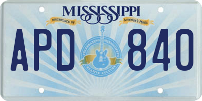 MS license plate APD840
