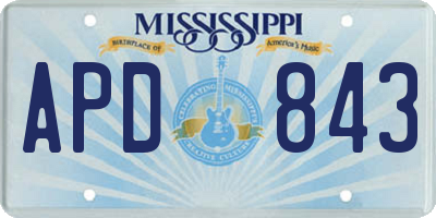 MS license plate APD843