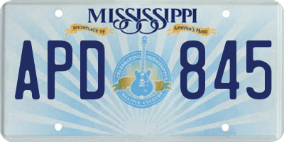 MS license plate APD845