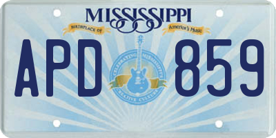MS license plate APD859