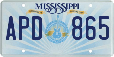 MS license plate APD865