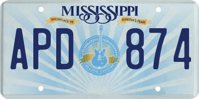 MS license plate APD874