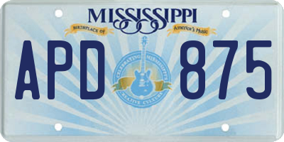 MS license plate APD875