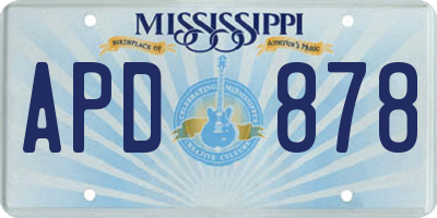 MS license plate APD878