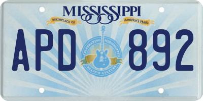 MS license plate APD892