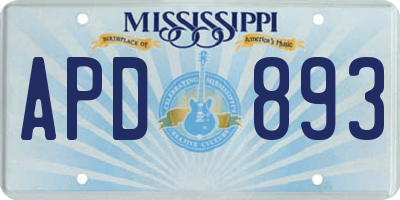 MS license plate APD893