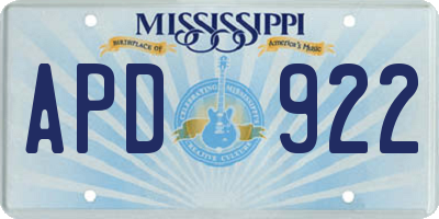 MS license plate APD922