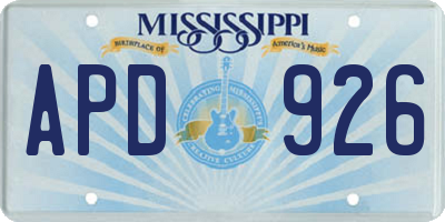 MS license plate APD926