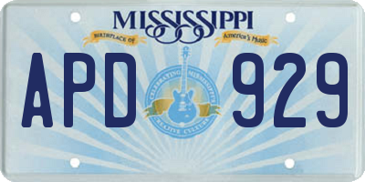 MS license plate APD929