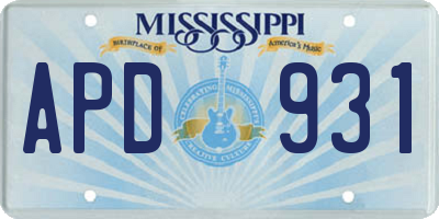 MS license plate APD931