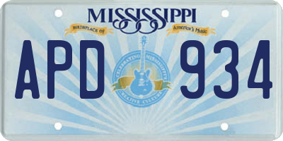 MS license plate APD934