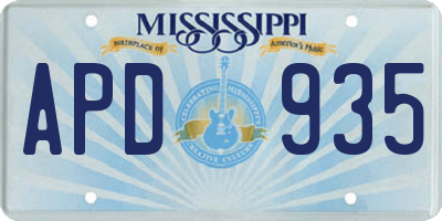MS license plate APD935