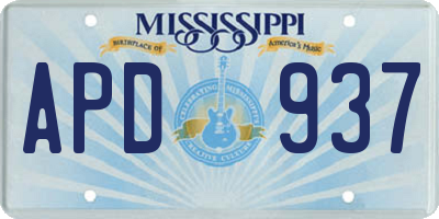 MS license plate APD937