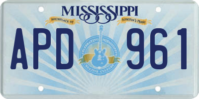 MS license plate APD961