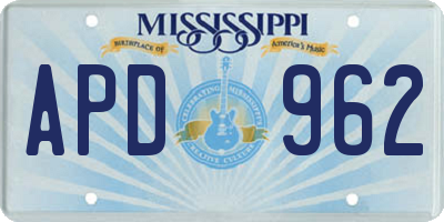 MS license plate APD962