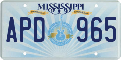 MS license plate APD965
