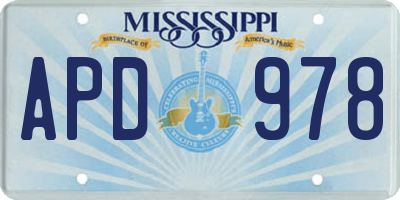 MS license plate APD978