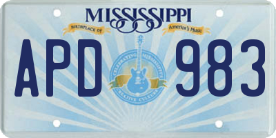 MS license plate APD983