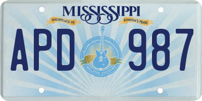 MS license plate APD987