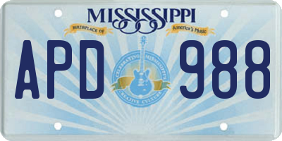MS license plate APD988