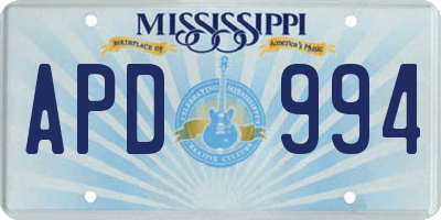 MS license plate APD994