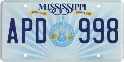 MS license plate APD998