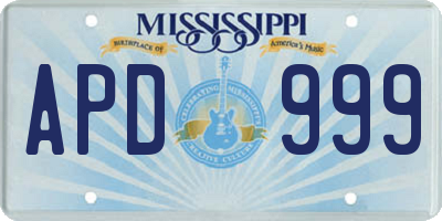 MS license plate APD999