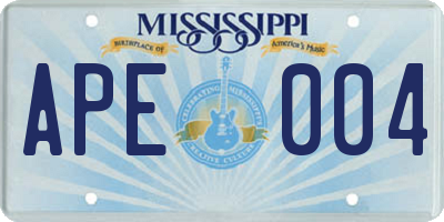 MS license plate APE004