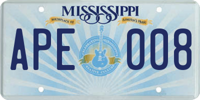 MS license plate APE008