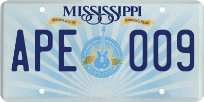 MS license plate APE009