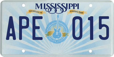MS license plate APE015