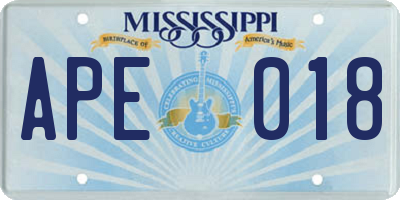 MS license plate APE018