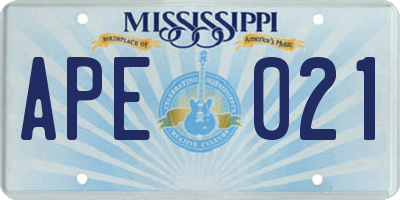 MS license plate APE021