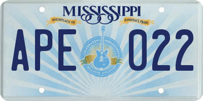 MS license plate APE022