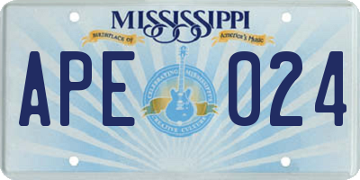 MS license plate APE024