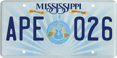 MS license plate APE026